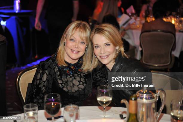 Candy Spelling and Peggy Lipton have dinner at the 35th Annual Gracie Awards Gala - Show at The Beverly Hilton hotel on May 25, 2010 in Beverly...