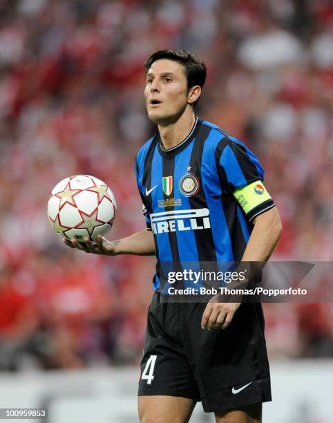 Inter Milan captain Javier Zanetti during the UEFA Champions League Final match between Bayern Munich and Inter Milan at the Estadio Santiago...