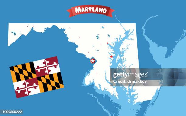 maryland-karte - annapolis stock-grafiken, -clipart, -cartoons und -symbole