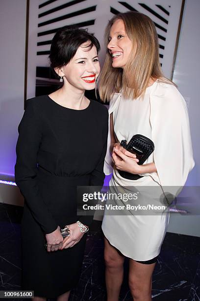 Oxana Lavrentieva and Masha Nevskaya attend the NEON Charity Gala in aid of the IRIS Foundation on May 24, 2010 in Moscow, Russia.