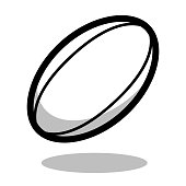 Rugby sport ball icon vector line 3d icon