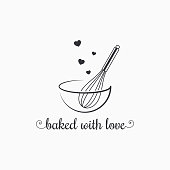 baking with wire whisk logo on white background