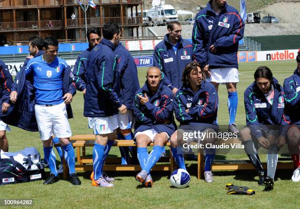 Fabio Cannavaro and Andrea Pirlo of Italy during the official Fifa World Cup 2010 portrait session on May 26, 2010 in Sestriere near Turin, Italy.