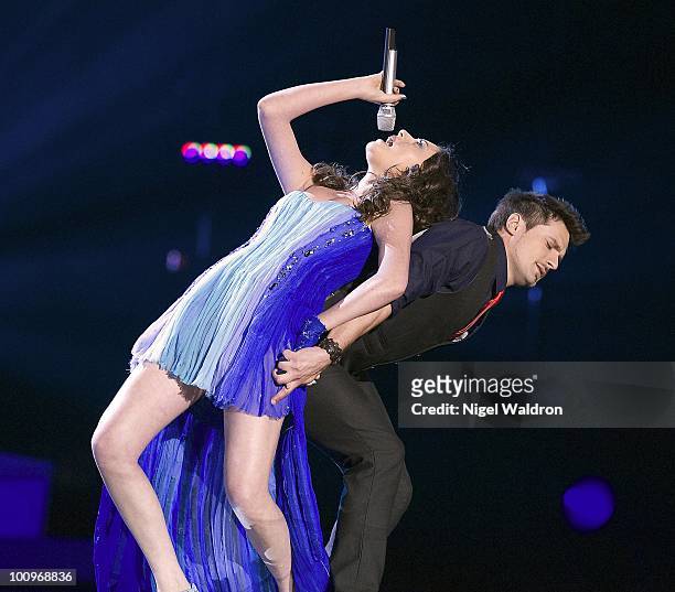 Safura of Azerbaijan performs during the dress rehearsal of the Eurovision Song Contest on May 26, 2010 in Oslo, Norway.