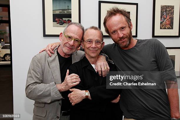 Actors Ron Rifkin, Joel Grey and John Benjamin Hickey attend the photography exhibition opening for "1.3: New Color Images by Joel Grey" at Steven...