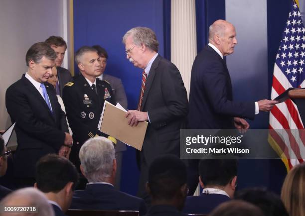 Top administration security officials, , FBI Director Christopher Wray, Commander U.S. Cyber Command Gen. Paul M. Nakasone, National Security Advisor...
