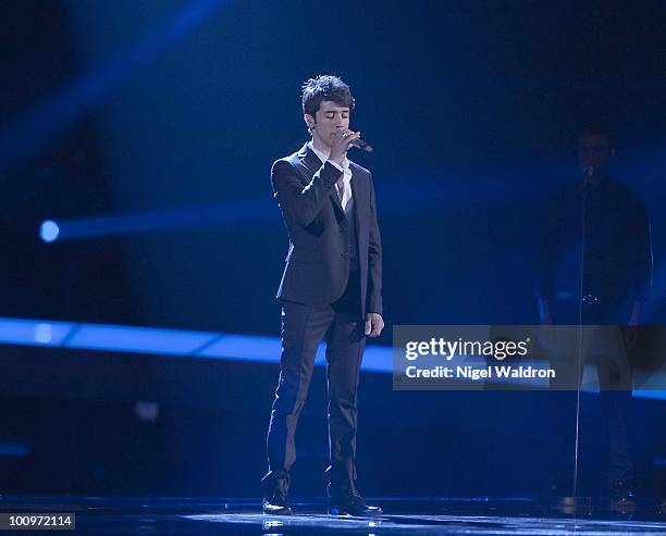 Harel Skaat of Israel performs during the dress rehearsal of the Eurovision Song Contest on May 26, 2010 in Oslo, Norway.