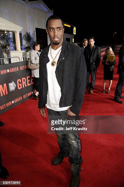 Sean Combs attends the Los Angeles premiere of "Get Him To The Greek" at The Greek Theatre on May 25, 2010 in Los Angeles, California.