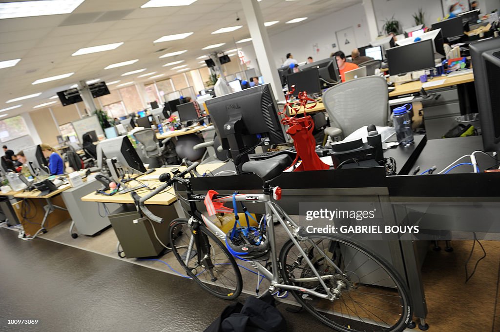 Employees work at the Facebook headquate