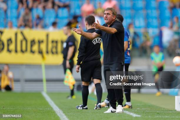 Coach Gheorghe Hagi of FC Viitorul during the UEFA Europa League match between Vitesse v FC Viitorul Constanta at the GelreDome on August 2, 2018 in...