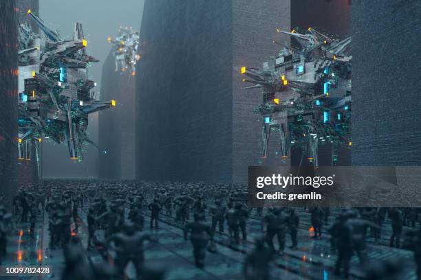 Spooky Futuristic City At Night High-Res Stock Photo