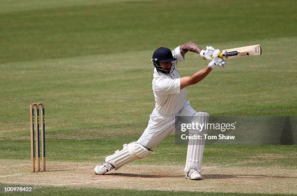 Nic Pothas of Hampshire hits out during the LV County Championship match between Hampshire and Yorkshire on May 26, 2010 in Southampton, England.