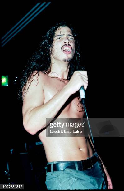 Chris Cornell of Soundgarden performs on August 19, 1990 in Allentown, Pennsylvania.