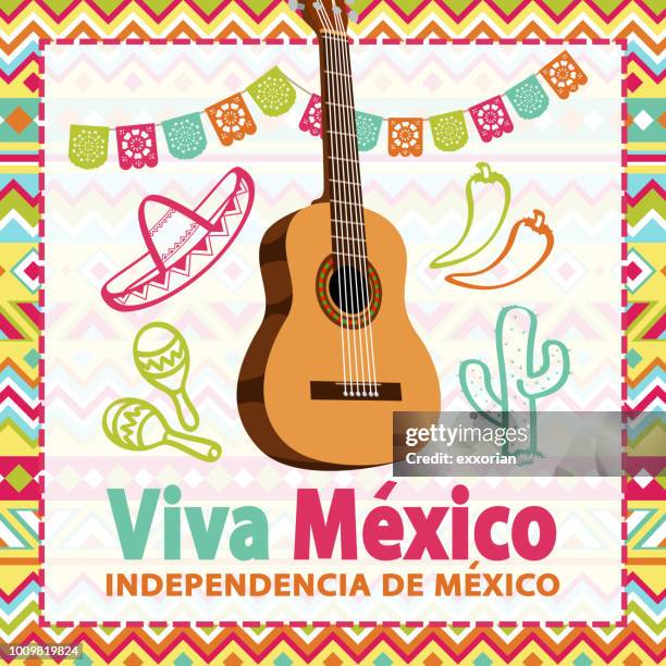 mexican independence day party - cactus sombrero stock illustrations