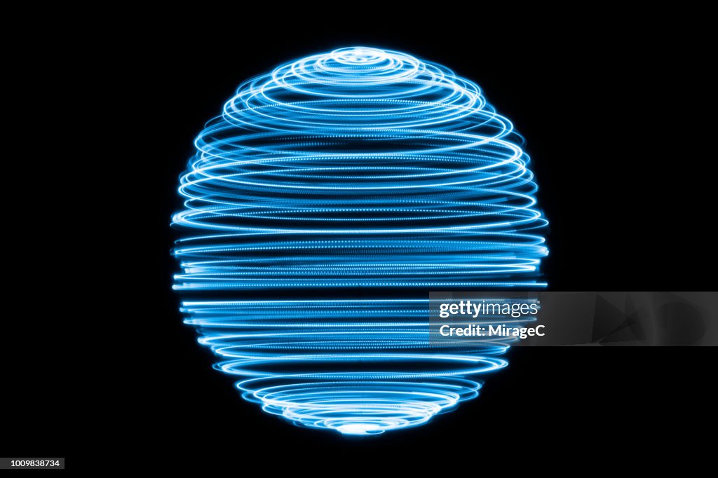 Spinning Blue Light Trails Ball