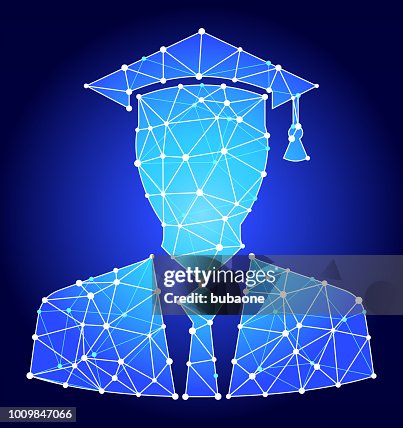 Graduation Face Vector Graduation Face Blue Triangle Node Vector Pattern High-Res Vector ...