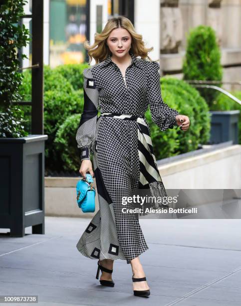 Chloe Moretz is seen leaving her hotel on August 2, 2018 in New York, New York.