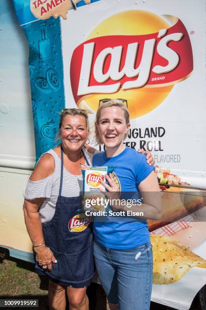 Television host and online personality Hannah Hart and local chef Lynn Archer celebrate the release of Lay's New England Lobster Roll flavor at the...