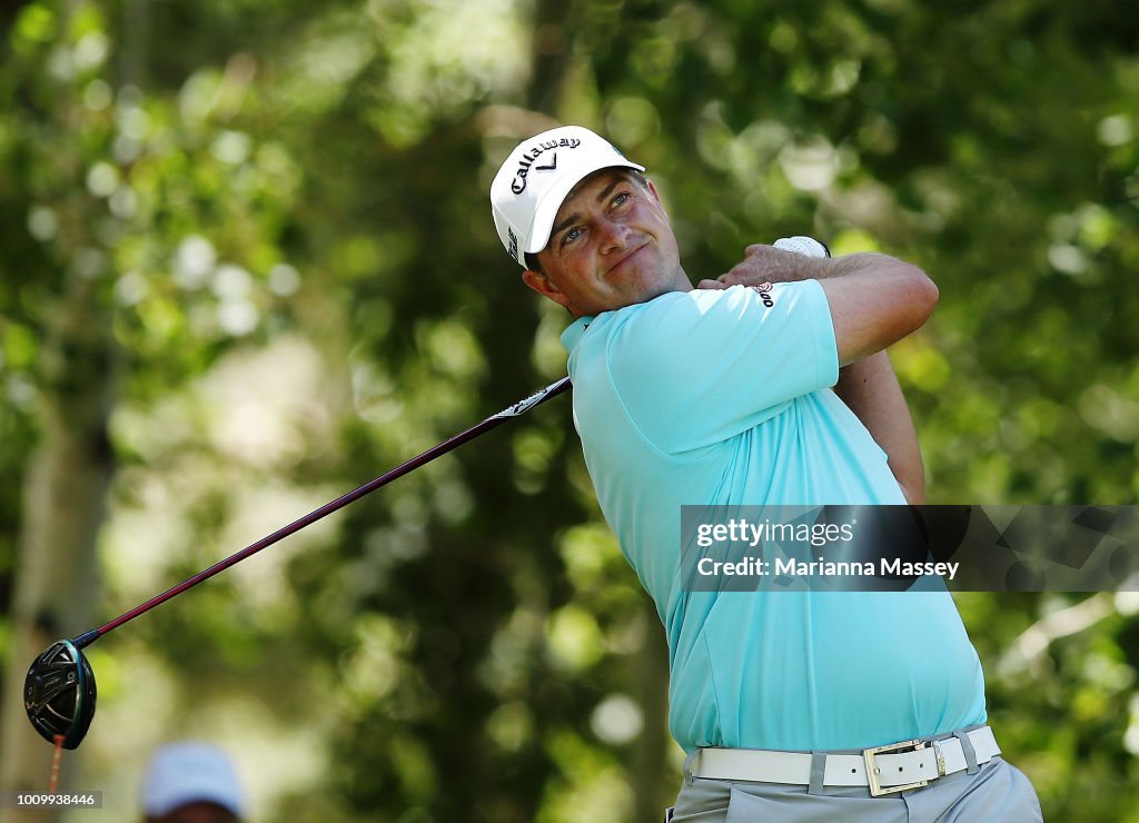 Round One Reno Brian Stuard tees off on the 18th hole during the first round of the ...