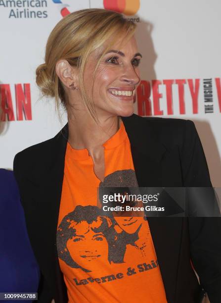 Julia Roberts poses at a special performance of of the new musical based on the film "Pretty Woman" honoring director Garry Marshall on Broadway at...