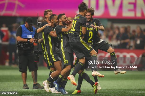 Players of Juventus celebrate winning the penalty shoot out after Mattia De Sciglio of Juventus scores the winning penalty during the 2018 MLS...