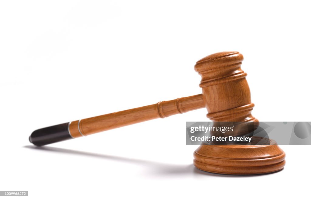 Gavel on white background