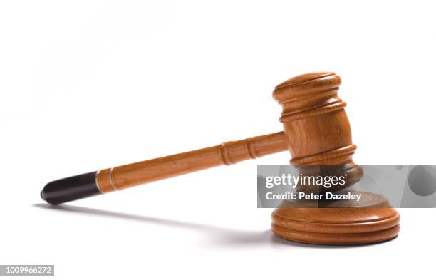 gavel on white background - hammer stock pictures, royalty-free photos & images