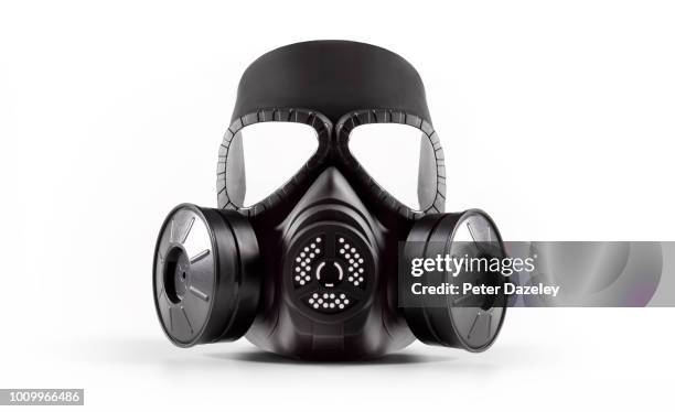 biochemical warfare gas mask on white background - gasmask bildbanksfoton och bilder
