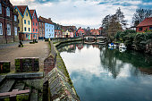 Norwich riverside scene along the banks of the river Wensum