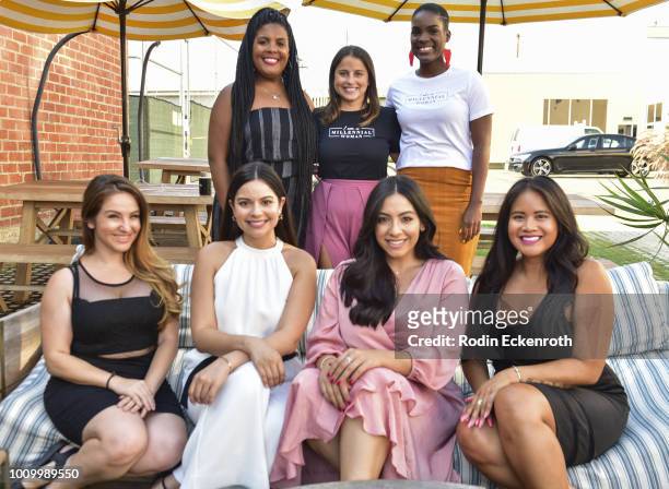 Melissa Carcache & Stephanie Carcache pose for portrait at Millennial Women Talk Los Angeles live podcast & meet up event at WeWork Culver City on...