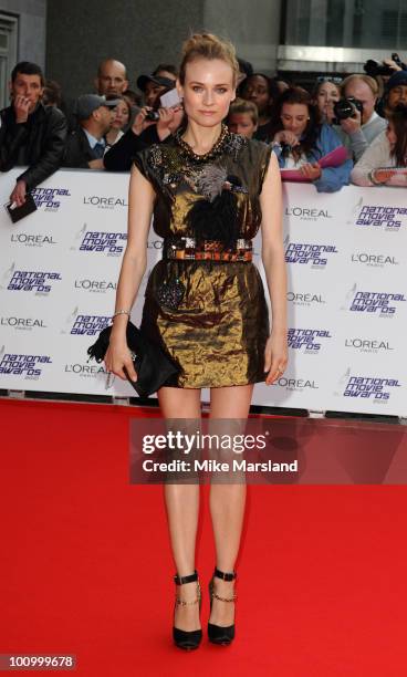 Diane Kruger attends the National Movie Awards 2010 at the Royal Festival Hall on May 26, 2010 in London, England.