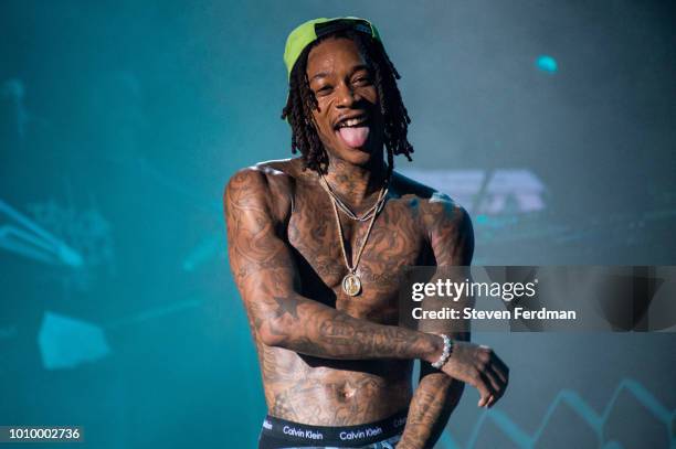 Wiz Khalifa performs live on stage in concert at the Ford Amphitheater at Coney Island Boardwalk on August 2, 2018 in Brooklyn, New York.