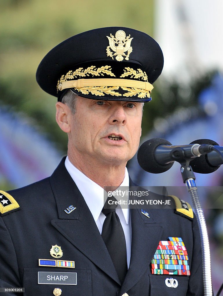 General Walter Sharp, commander of the US Forces Korea, speaks at a ...