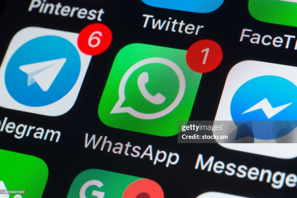 Whatsapp Messenger, Telegram en andere telefoon chat Apps op iPhonescherm