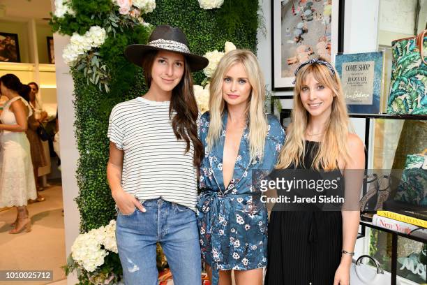 Arielle Charnas, Natalie Obradovich and Kerry Pieri attend Harper's BAZAAR X Sam Edelman Mid-Summer Hamptons Event on August 2, 2018 in Southampton,...