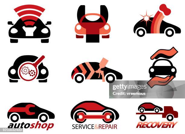 ilustraciones, imágenes clip art, dibujos animados e iconos de stock de reparación de automóviles y los iconos de servicio - equipo de música de coche