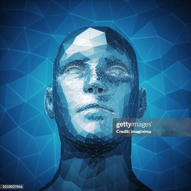 kunstmatige intelligentie en technische achtergrond - 3d face stockfoto's en -beelden