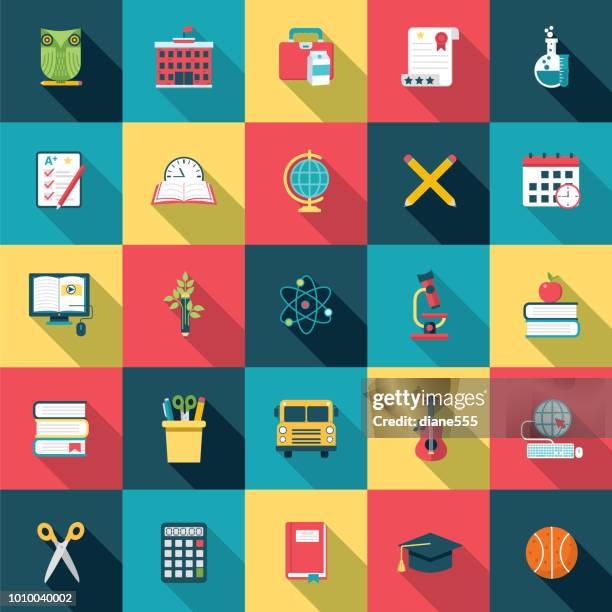 cute education icon set - lunch and learn stock illustrations