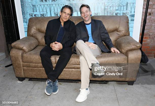 Ben Stiller and Mike Birbiglia attend the opening night of "Mike Birbiglia: The New One" at the Cherry Lane Theatre on August 2, 2018 in New York...