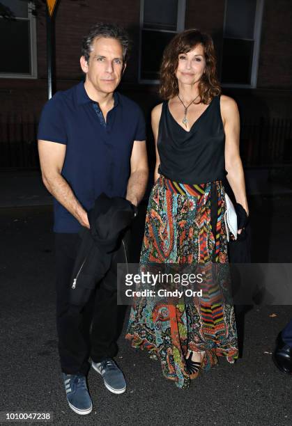 Ben Stiller and Gina Gershon attend the opening night of "Mike Birbiglia: The New One" at the Cherry Lane Theatre on August 2, 2018 in New York City.