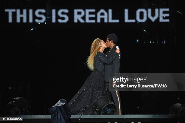 Beyonce and Jay-Z perform onstage during the "On The Run II" Tour - New Jersey at MetLife Stadium on August 2, 2018 in East Rutherford, New Jersey.