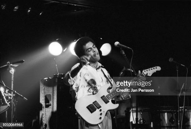 Gilberto Gil performing at Jazzhouse Montmartre Copenhagen 1987. Brazilian singer guitarist and composer.