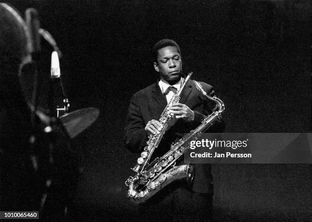 John Coltrane performing Comblain-La-Tour Belgium 1965. American jazz saxophonist and composer.