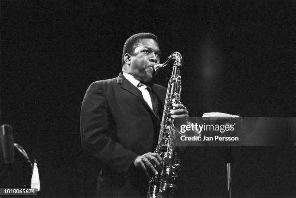 John Coltrane performing Comblain-La-Tour Belgium 1965. American jazz saxophonist and composer.