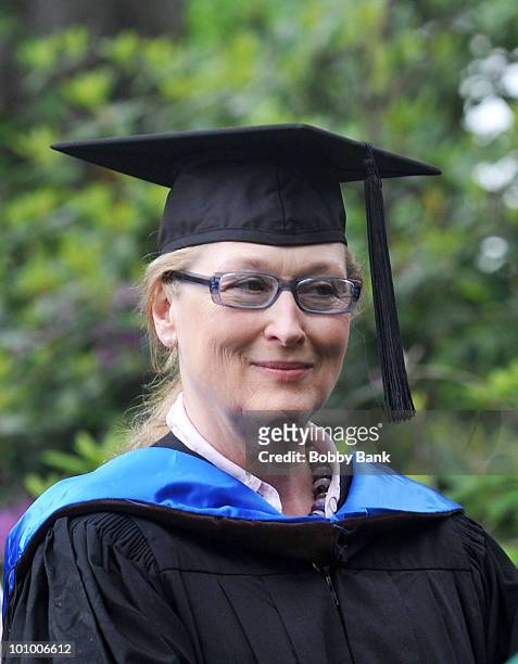 Meryl Streep attends the Vassar College commencement at Vassar College on May 23, 2010 in Poughkeepsie, New York.