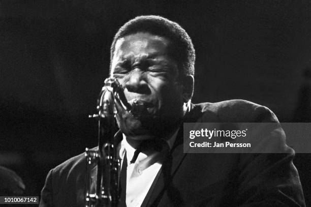 John Coltrane performing Comblain-La-Tour Belgium 1965. American jazz saxophonist and composer.