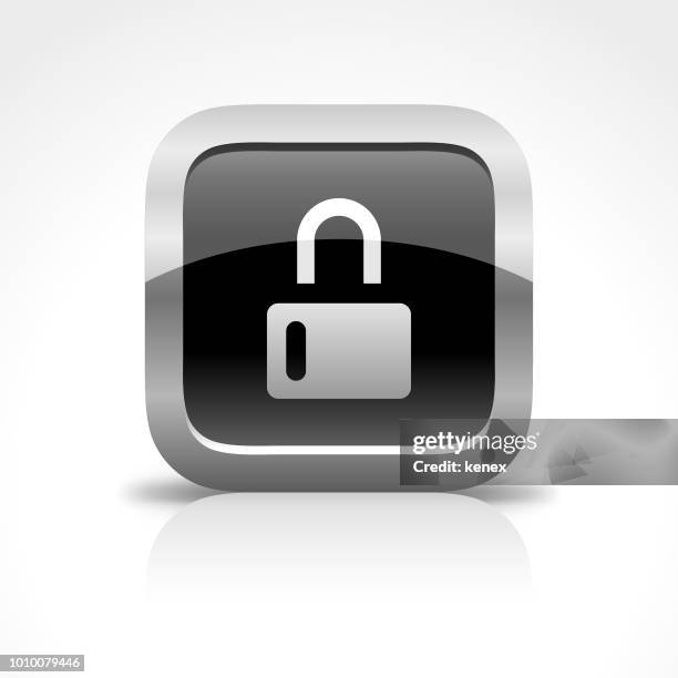 lock and security glossy button icon - lockout stock illustrations