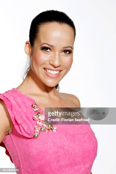 Host Nandini Mitra poses backstage of 'The Dome 54' at the Schleyerhalle on May 20, 2010 in Stuttgart, Germany.