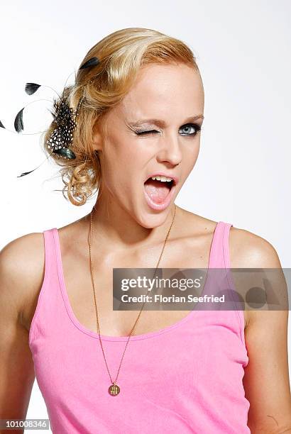 Host Mirjam Weichselbraun poses backstage of 'The Dome 54' at the Schleyerhalle on May 20, 2010 in Stuttgart, Germany.