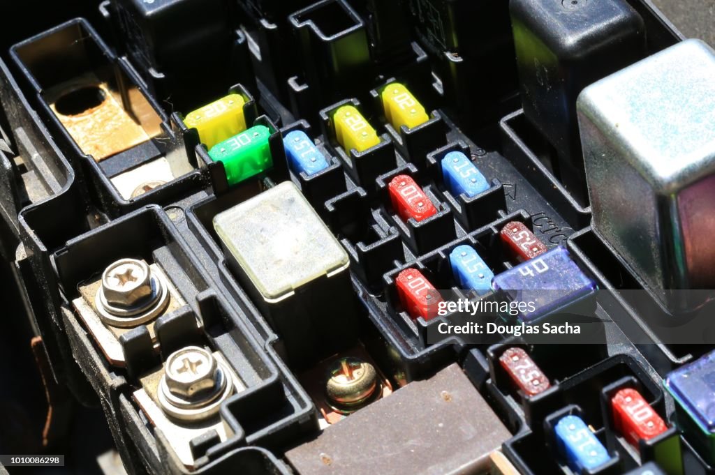 Full frame of an electrical fuse and relay box in an automobile